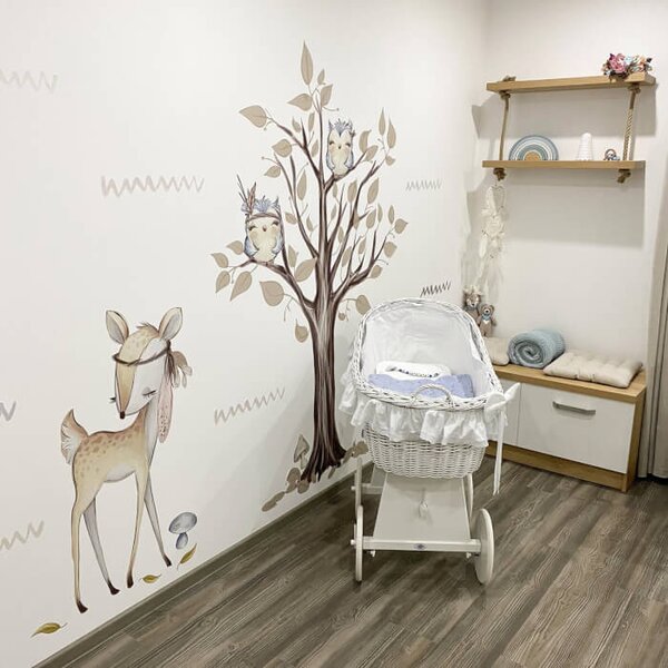 INSPIO - átragasztható textil matrica - Falmatrica- Fa barna színben