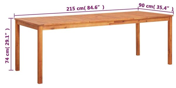 Tömör akácfa kerti asztal 215 x 90 x 74 cm