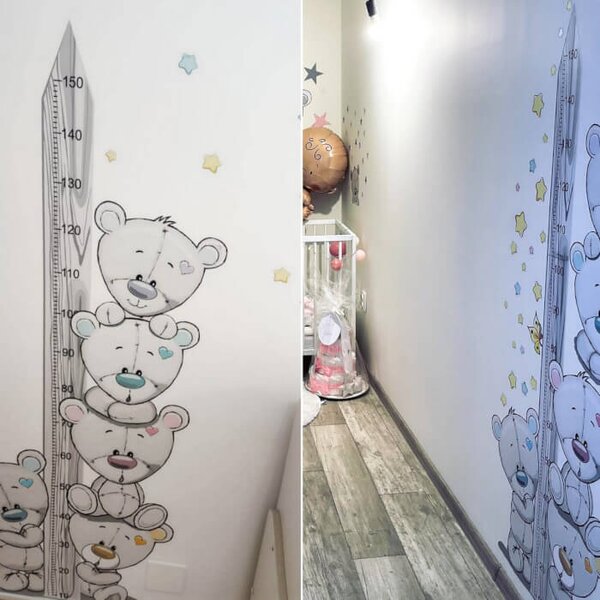INSPIO - átragasztható textil matrica - Macis magasságmérő gyerekeknek