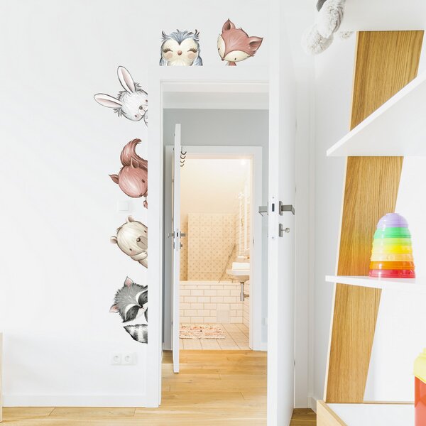 Gyerek falmatrica - Erdei állatok az ajtó körül