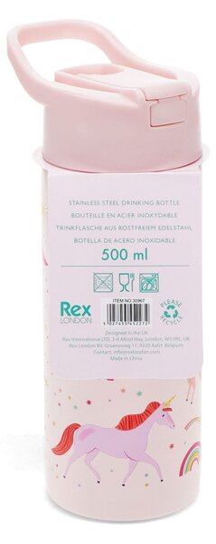 Világos rózsaszín rozsdamentes acél gyerek ivópalack 500 ml Unicorn – Rex London