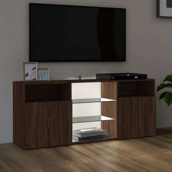 Modern LED TV Szekrény - Barna Tölgy - 120x30x50 cm