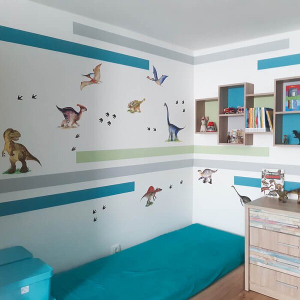 INSPIO - átragasztható textil matrica - Dino Dínós gyerekszoba falmatrica - Dinoszaurusz park