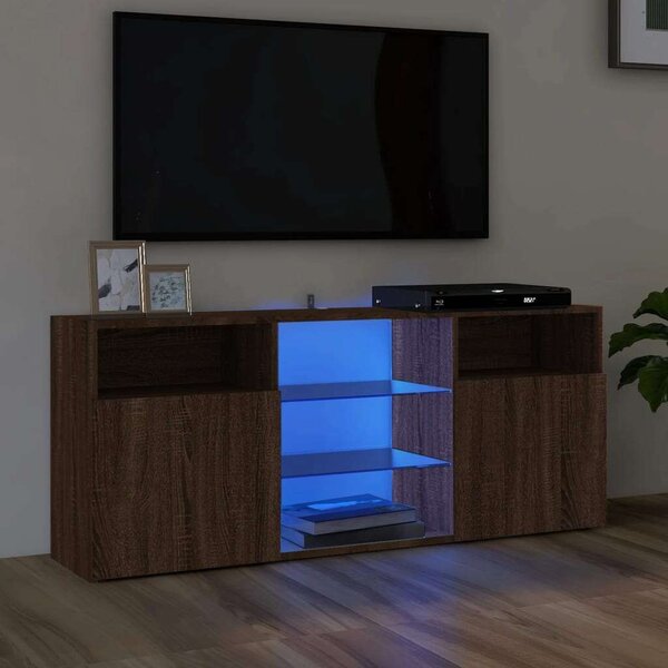 Modern LED TV Szekrény - Barna Tölgy - 120x30x50 cm