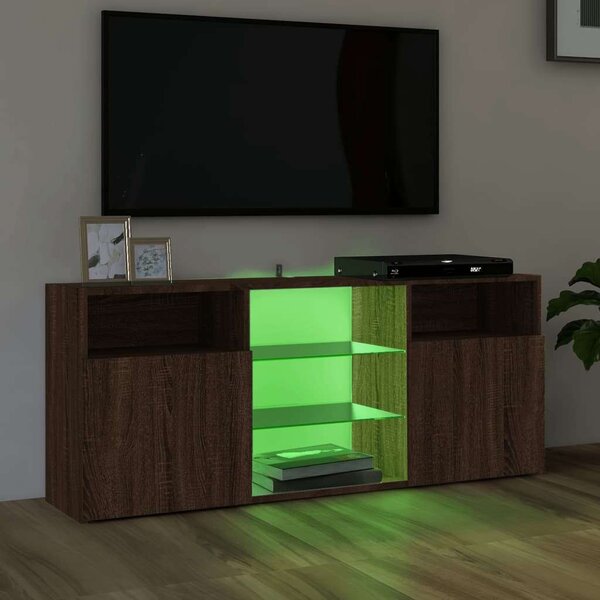 Modern LED TV Szekrény - Barna Tölgy - 120x30x50 cm