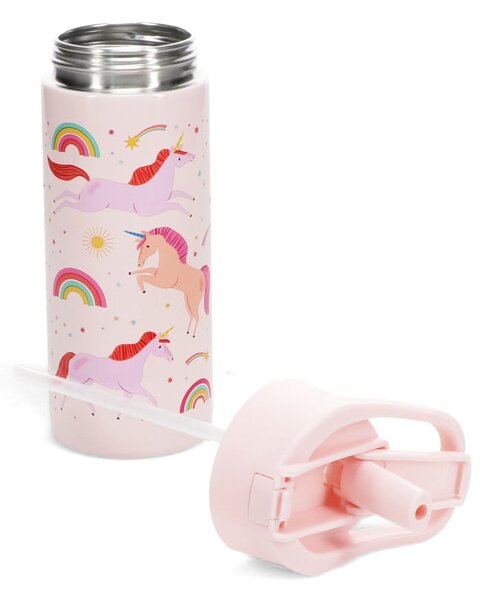 Világos rózsaszín rozsdamentes acél gyerek ivópalack 500 ml Unicorn – Rex London