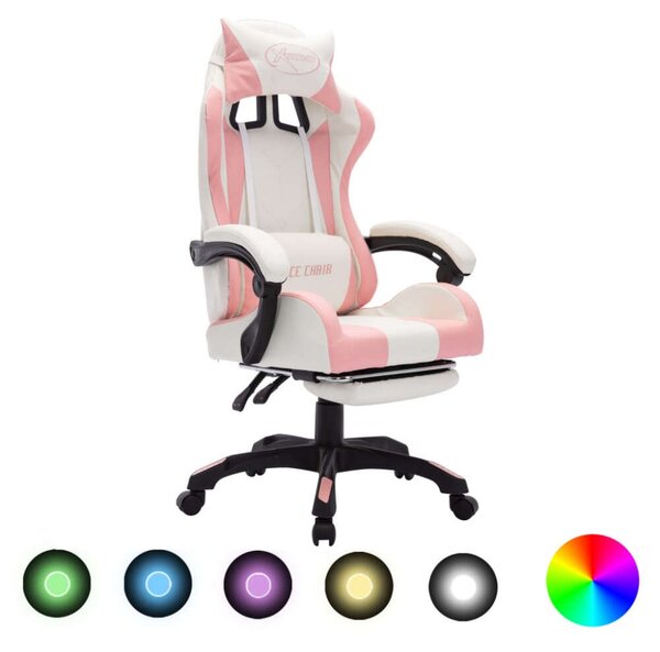Xtreme Racing Gamer Szék - Rózsaszín-Fehér - RGB LED