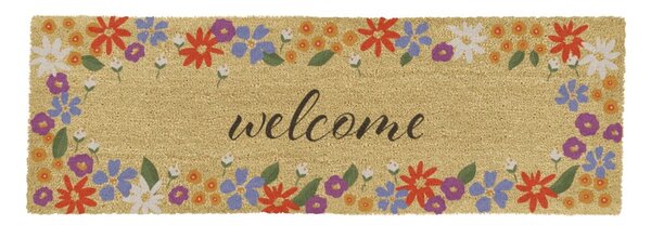 Kókuszrost lábtörlő 40x120 cm Welcome Floral – Artsy Doormats