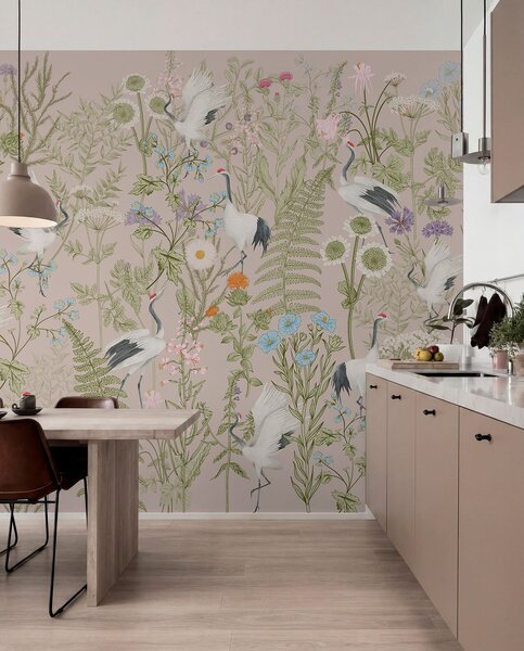 Fotótapéta Elegáns darvak vibráló virágok között, Fotótapéta állatok, Fotótapéta állatok madarak, w00380 : Uwalls.hu