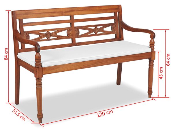 Batavia Teak Fa Pad - 2 Ülőhelyes - 120 cm