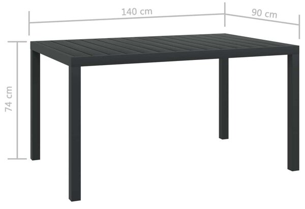 Kerti Asztal - Alumínium WPC - Fekete - 150x90 cm