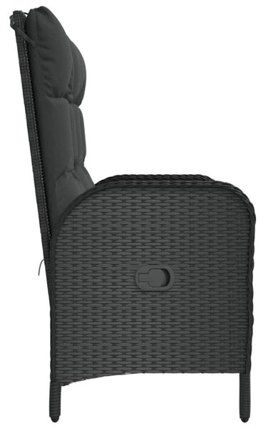 Polyrattan Kerti Pad - Dönthető - 107 cm - Fekete