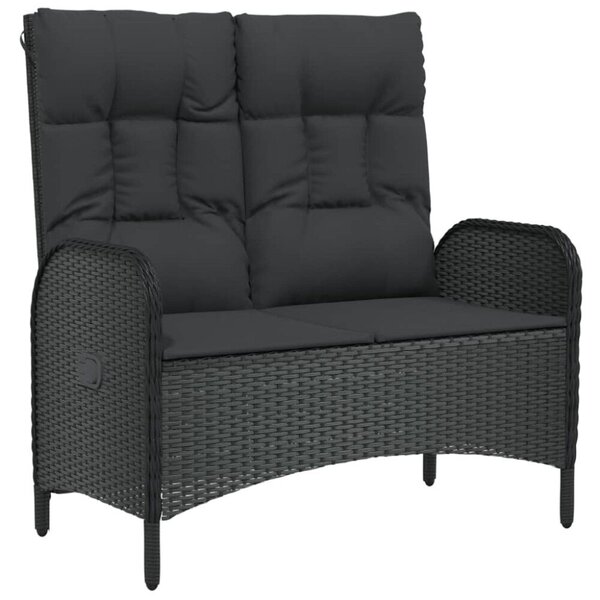 Polyrattan Kerti Pad - Dönthető - 107 cm - Fekete