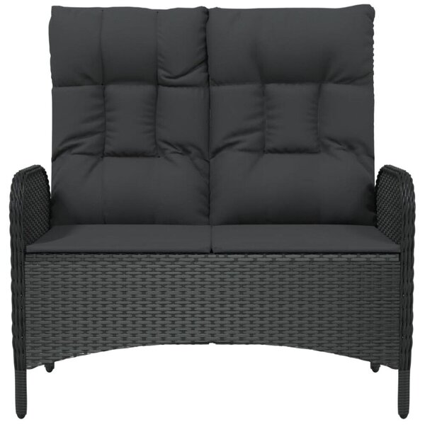 Polyrattan Kerti Pad - Dönthető - 107 cm - Fekete