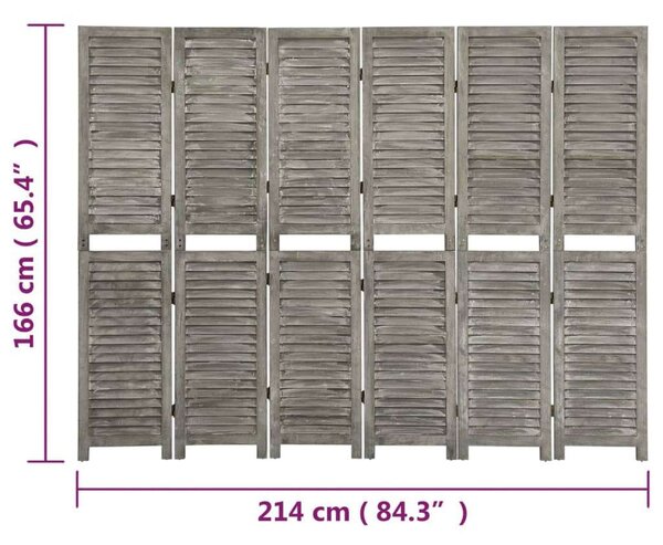 VidaXL Faparaván - 6 Paneles - Szürke - 214x166 cm