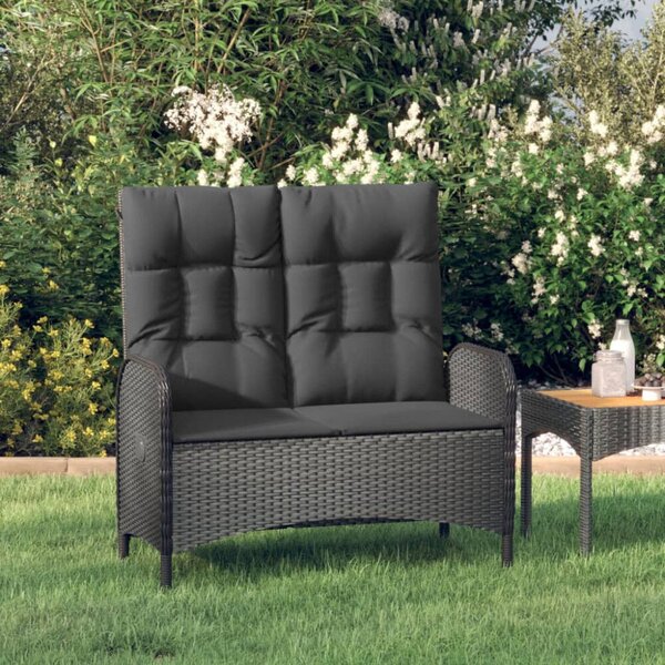 Polyrattan Kerti Pad - Dönthető - 107 cm - Fekete