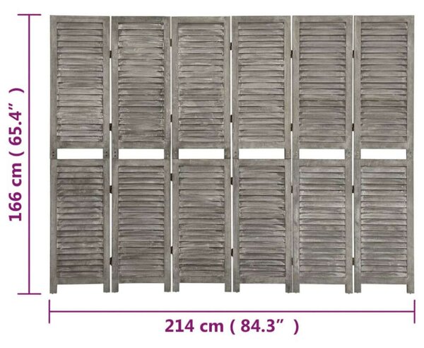 VidaXL Faparaván - 6 Paneles - Szürke - 214x166 cm