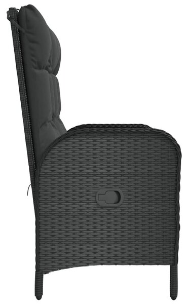Polyrattan Kerti Pad - Dönthető - 107 cm - Fekete