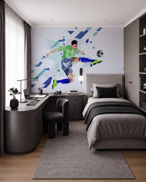 Fotótapéta a labdát rúgó futballista, Fotótapéta tini szoba, Fotótapéta tini szoba futball, w02401 : Uwalls.hu