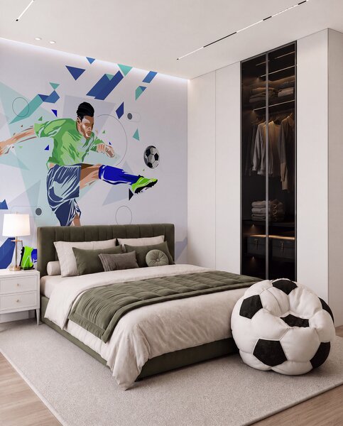 Fotótapéta a labdát rúgó futballista, Fotótapéta tini szoba, Fotótapéta tini szoba futball, w02401 : Uwalls.hu