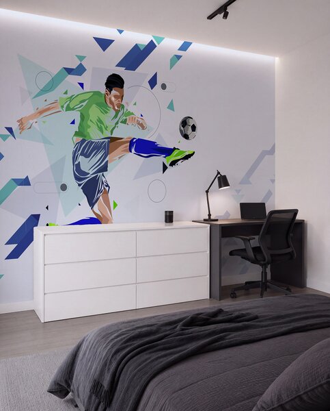 Fotótapéta a labdát rúgó futballista, Fotótapéta tini szoba, Fotótapéta tini szoba futball, w02401 : Uwalls.hu