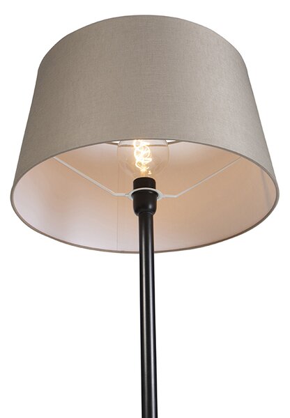 Fekete állólámpa vászonárnyékolóval, taupe színben, 45 cm - Simplo