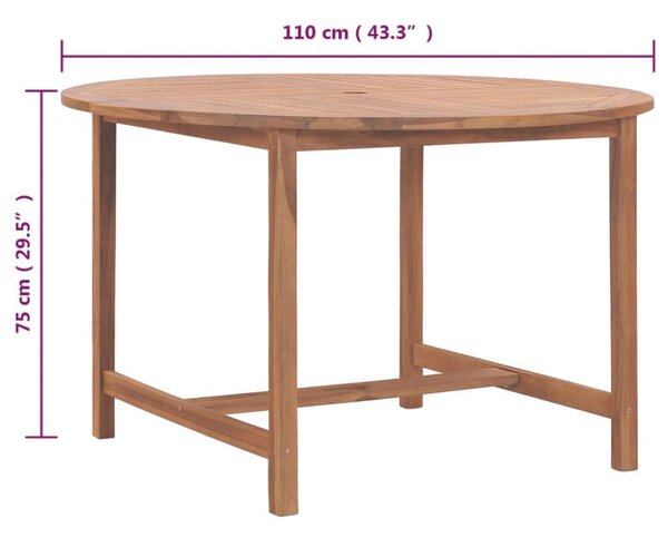 Teakfa Kerek Kerti Asztal - Ø110 x 75 cm