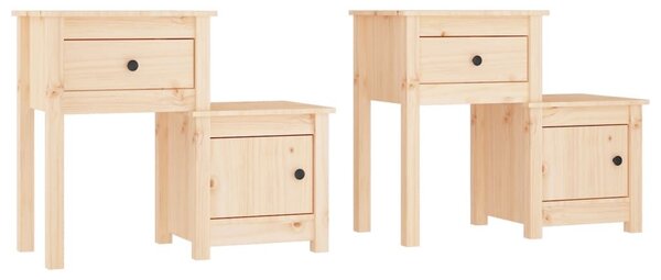 VIDAXL - Tömör Fenyőfa Éjjeliszekrény Szett - 2 db - 79,5x38x65,5 cm