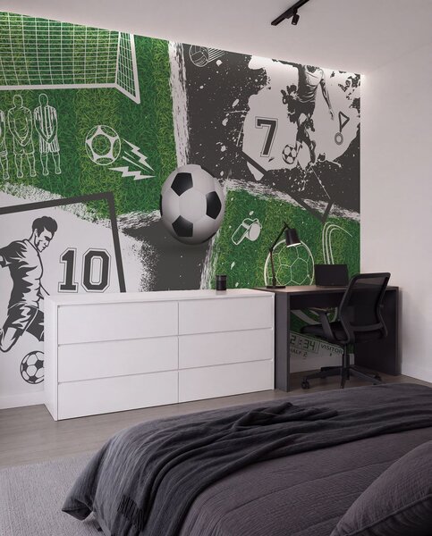 Fotótapéta Labdarúgók, labda és pálya, Fotótapéta tini szoba, Fotótapéta tini szoba futball, w03121 : Uwalls.hu