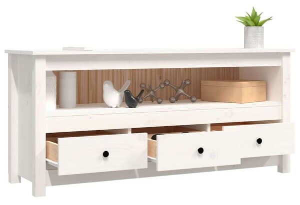 VidaXL Fehér Fenyőfa TV-szekrény - 114x35x52 cm