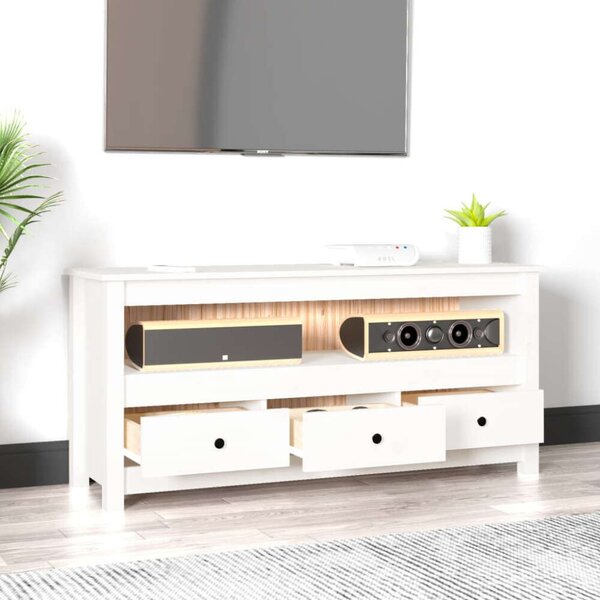VidaXL Fehér Fenyőfa TV-szekrény - 114x35x52 cm