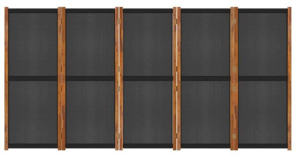 Akácfa Térelosztó - 5 Paneles - Fekete - 350x180 cm