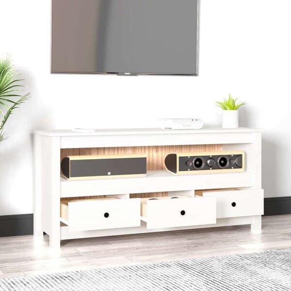 VidaXL Fehér Fenyőfa TV-szekrény - 114x35x52 cm
