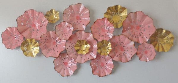 Dekoráció falra fém 163x7x70 virág rózsaszín (készletről)