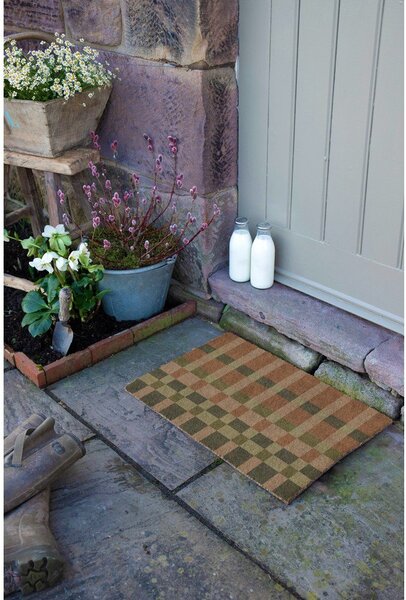 Kókuszrost lábtörlő 40x60 cm Pink and Blue Check – Artsy Doormats