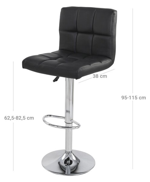 SONGMICS LJB64B bárszék műbőr fekete magasságállítható 360° forgatható