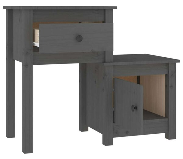 VIDAXL - Szürke Tömör Fenyőfa Éjjeliszekrény (2 db) - 79,5x38x65,5 cm