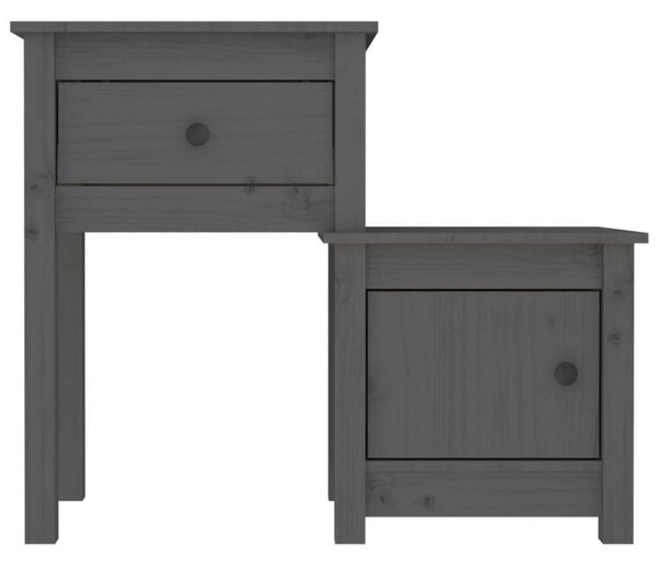 VIDAXL - Szürke Tömör Fenyőfa Éjjeliszekrény (2 db) - 79,5x38x65,5 cm
