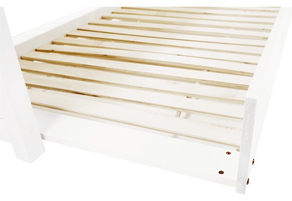 KONDELA Ágy pótággyal, tűnyalábos fenyőfa, fehér, 90x200, GLAMIS