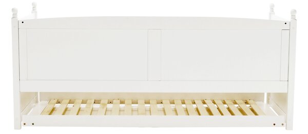 KONDELA Ágy pótággyal, tűnyalábos fenyőfa, fehér, 90x200, GLAMIS