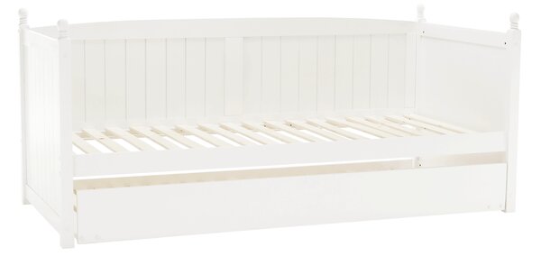 KONDELA Ágy pótággyal, tűnyalábos fenyőfa, fehér, 90x200, GLAMIS