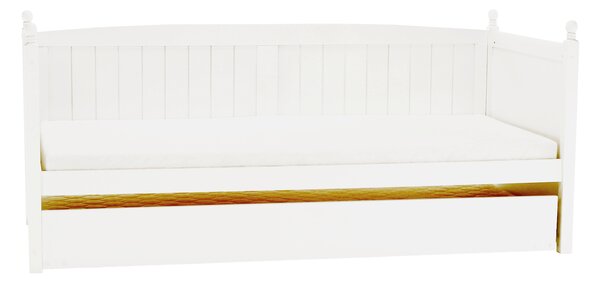 KONDELA Ágy pótággyal, tűnyalábos fenyőfa, fehér, 90x200, GLAMIS