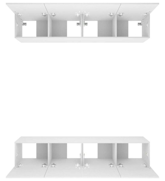 Modern Falra Szerelhető TV Szekrény Szett - 4 db - Fehér - 80x30x30 cm