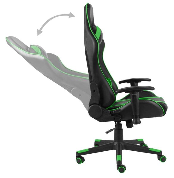 VidaXL Gamer Szék - Zöld-Fekete - PVC - Ergonomikus