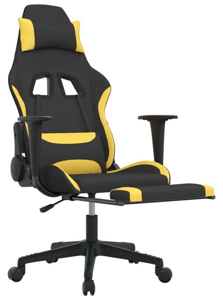 Gamer Szék - Fekete-Sárga - Állítható - Lábtartóval