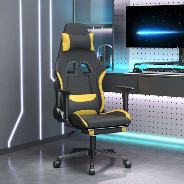 Gamer Szék - Fekete-Sárga - Állítható - Lábtartóval