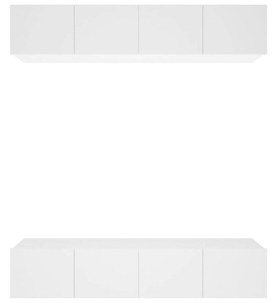 Modern Falra Szerelhető TV Szekrény Szett - 4 db - Fehér - 80x30x30 cm