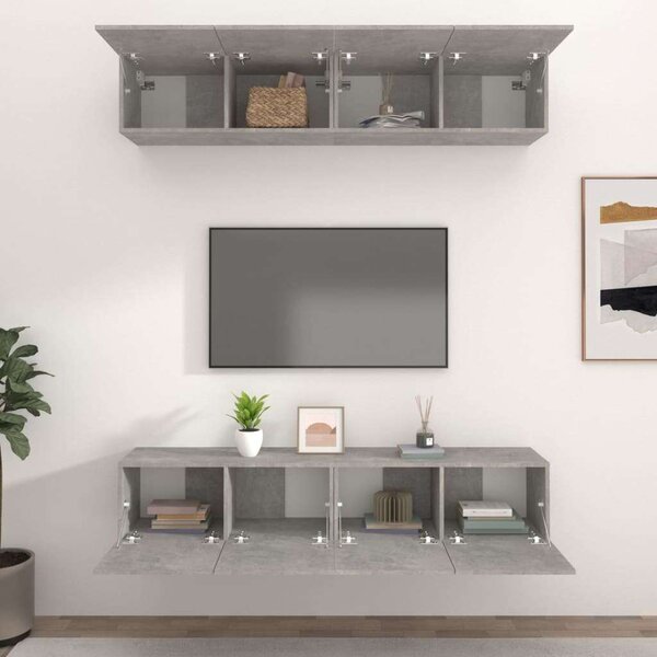 Vidaxl - Falra Szerelhető TV Szekrény Szett - Betonszürke - 4 db