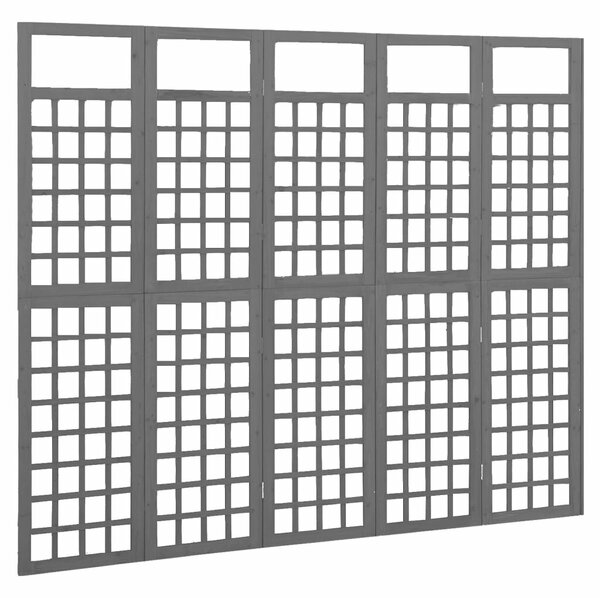 5 Paneles Fekete Fenyőfa Térelválasztó - 201,5x180cm