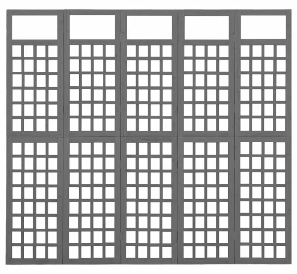 5 Paneles Fekete Fenyőfa Térelválasztó - 201,5x180cm